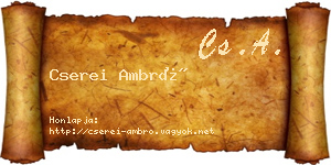 Cserei Ambró névjegykártya